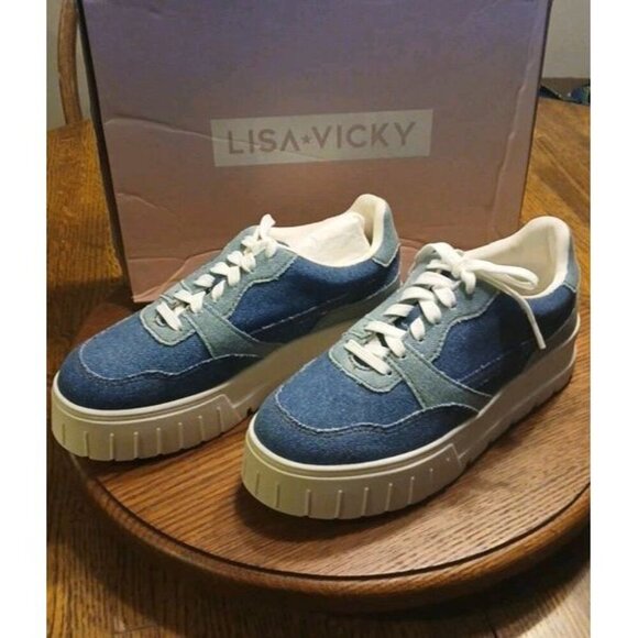 Fashion Shoes - Lisa Vicky Shoes Women’s Size 8 Blue Denim Platform Stylish Urban Retro Fashion